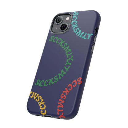Y2K Wavy Script Tough Case for Apple- Navy Blue