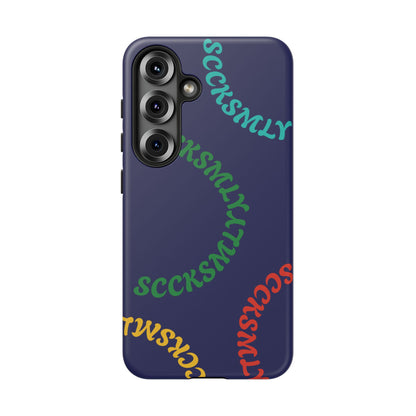 Y2K Wavy Script Tough Case for Samsung- Navy Blue