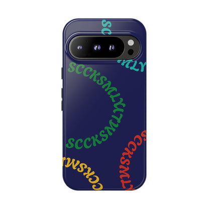Y2K Wavy Script Tough Case for Google Pixel- Navy Blue