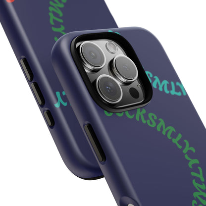 Y2K Wavy Script Tough Case for Apple- Navy Blue