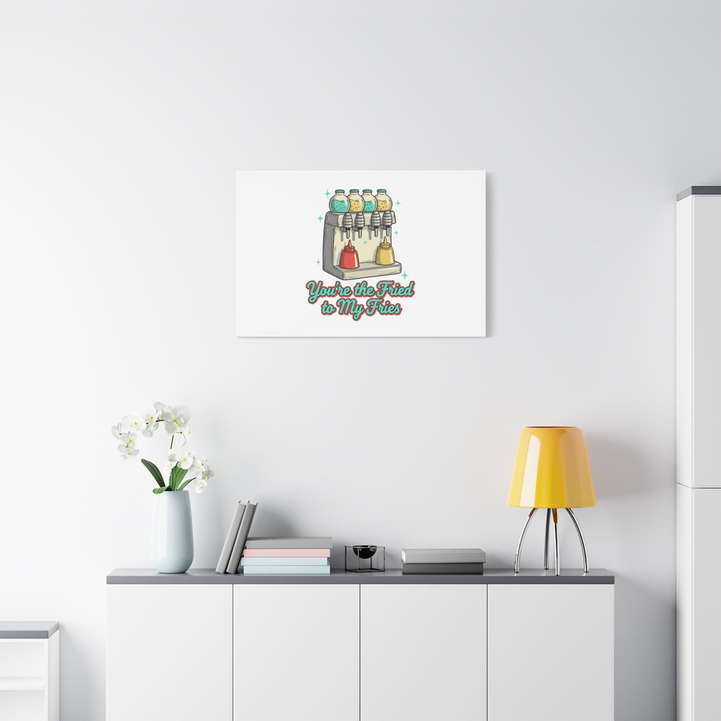 You’re the Fried to My Fries Canvas | Retro Diner Matchbook, Pantry Label Art