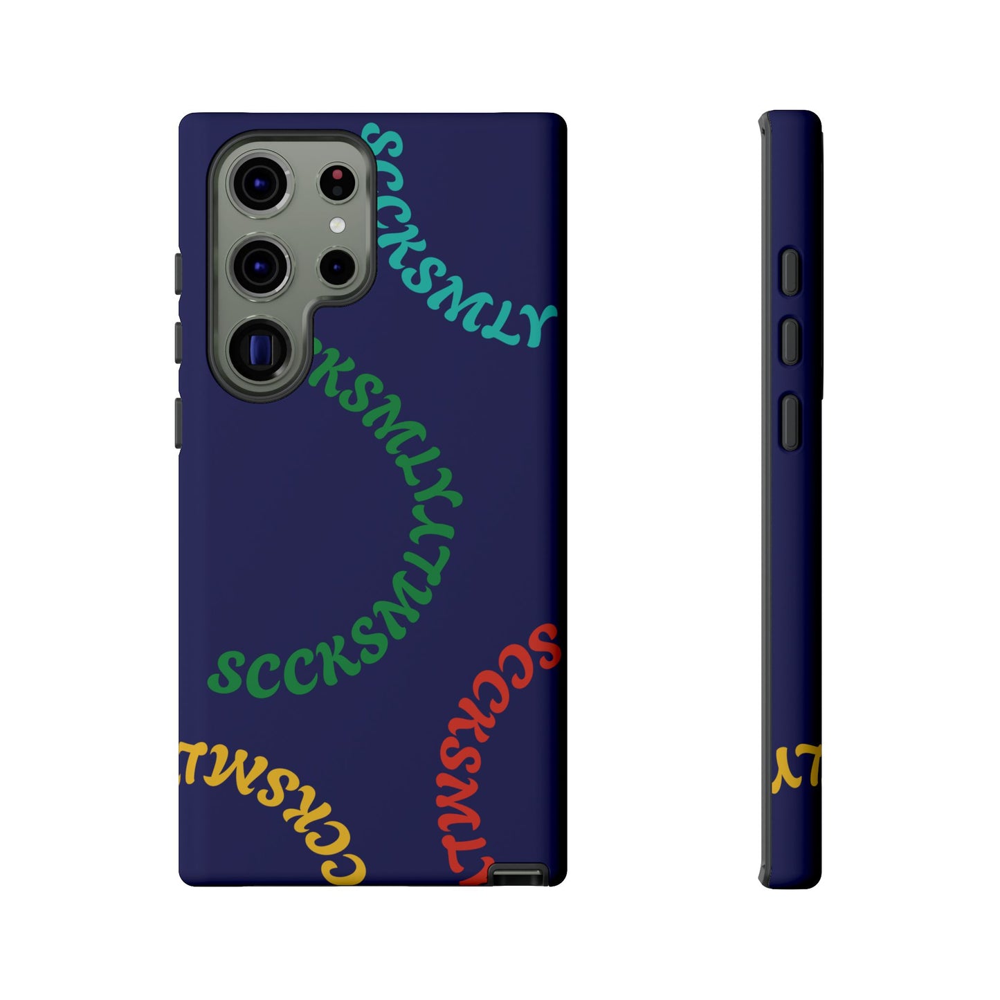 Y2K Wavy Script Tough Case for Samsung- Navy Blue