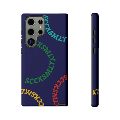 Y2K Wavy Script Tough Case for Samsung- Navy Blue