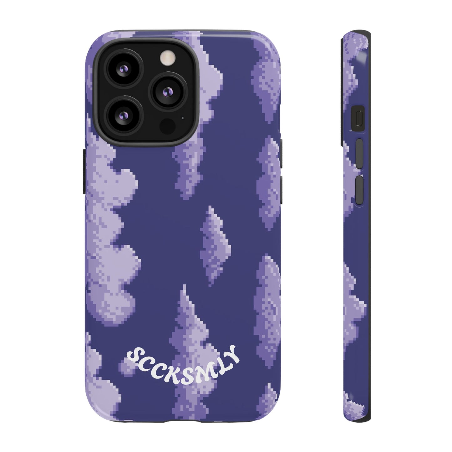 Lilac Pixel Cloud Tough Phone Case for Apple