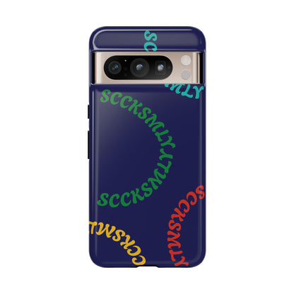 Y2K Wavy Script Tough Case for Google Pixel- Navy Blue