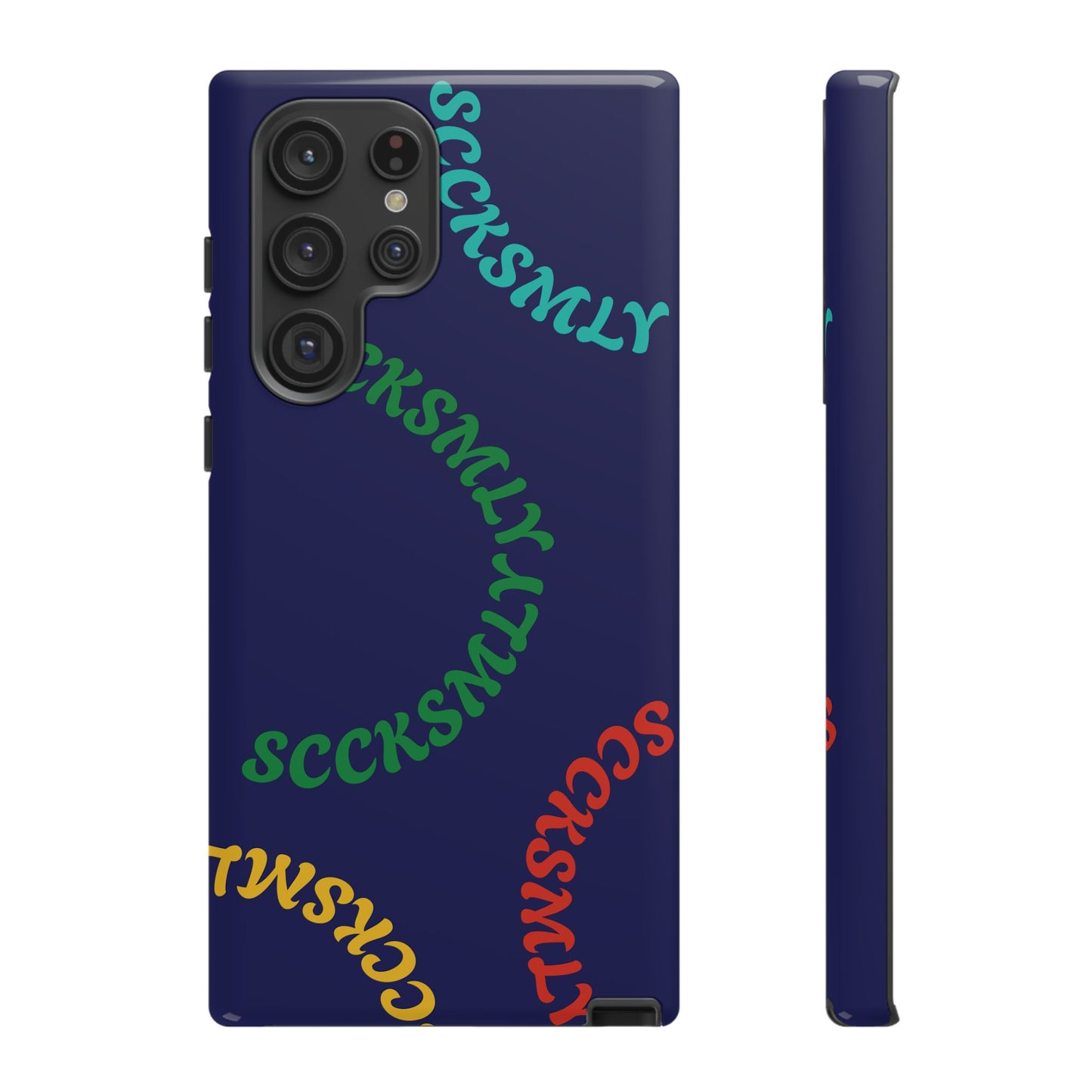 Y2K Wavy Script Tough Case for Samsung- Navy Blue