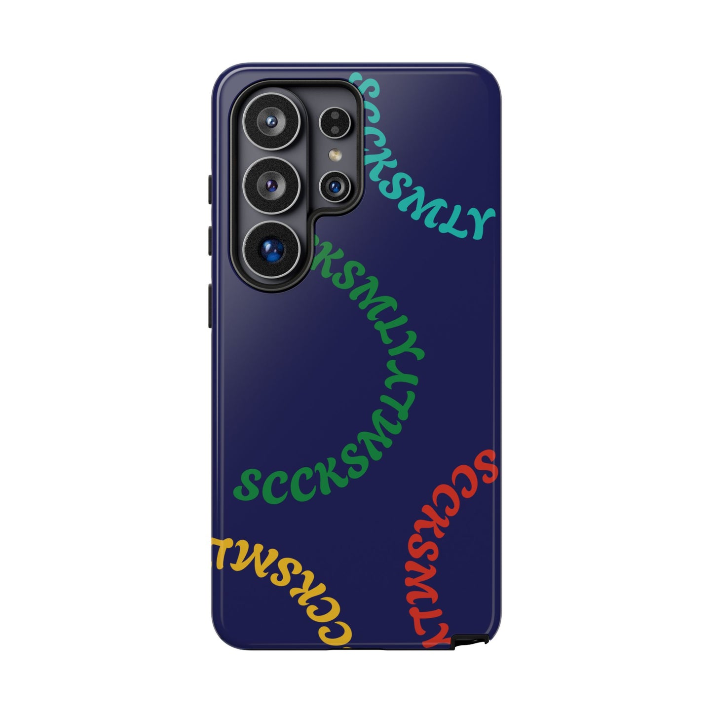 Y2K Wavy Script Tough Case for Samsung- Navy Blue