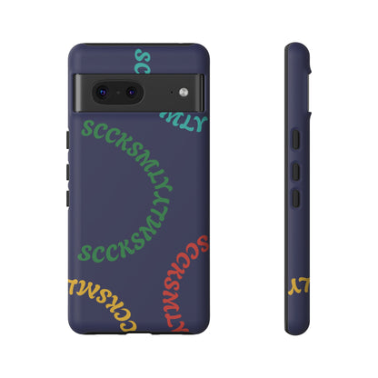 Y2K Wavy Script Tough Case for Google Pixel- Navy Blue