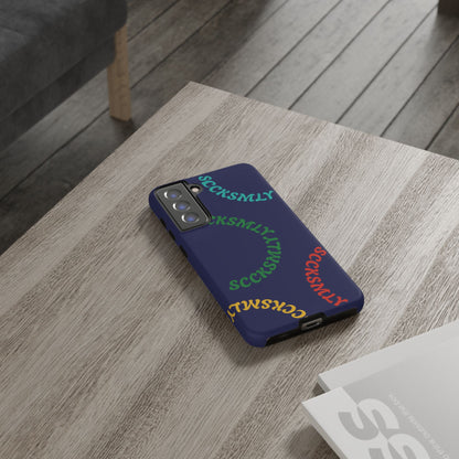 Y2K Wavy Script Tough Case for Samsung- Navy Blue