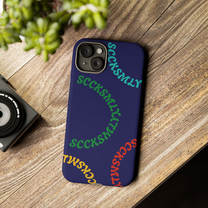Y2K Wavy Script Tough Case for Apple- Navy Blue