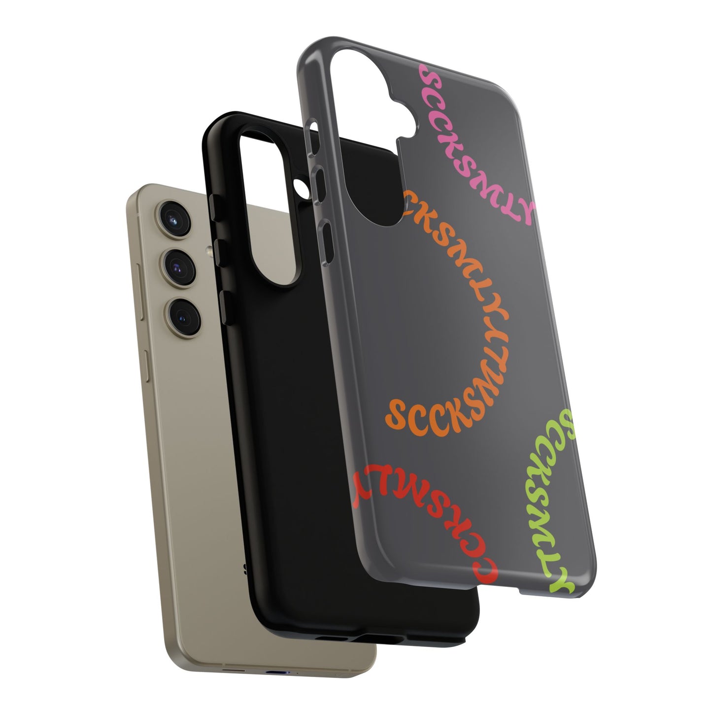 Y2K Wavy Script Tough Case for Samsung- Gray