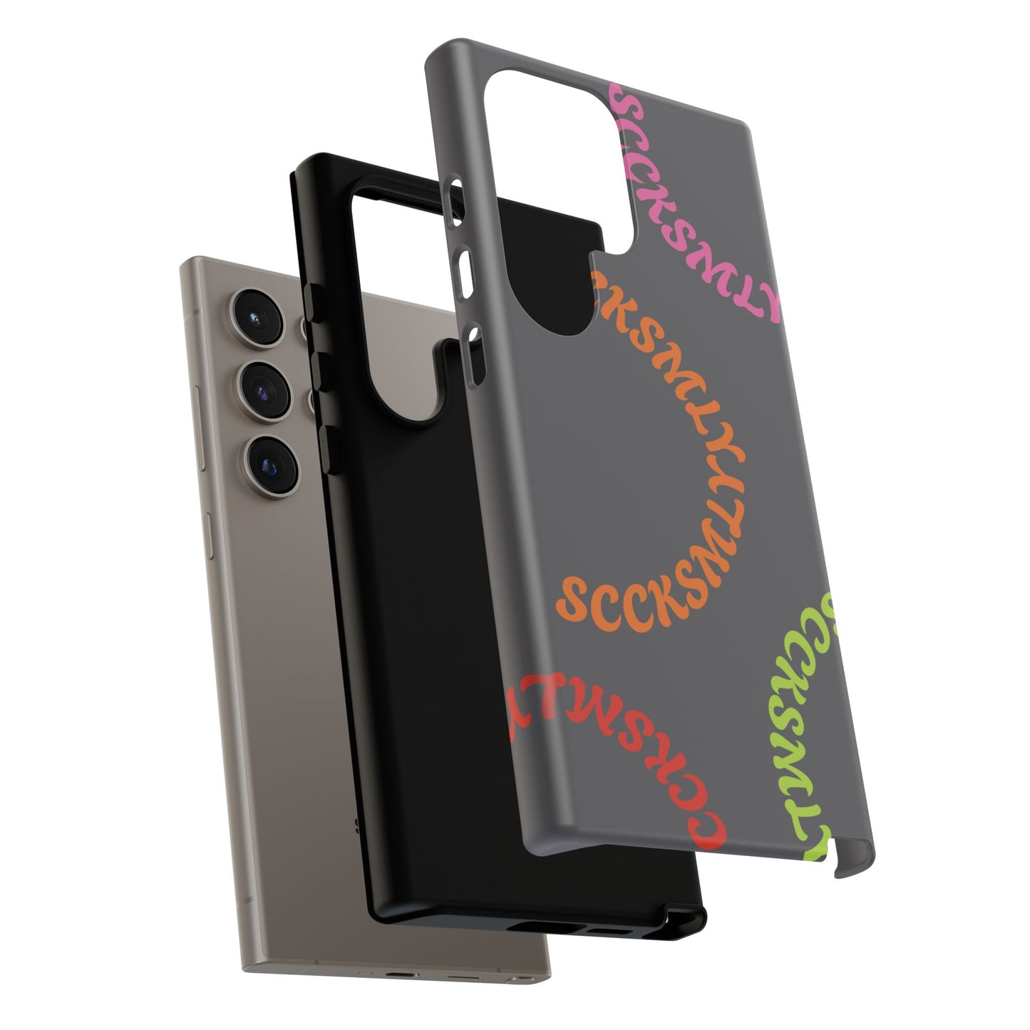Y2K Wavy Script Tough Case for Samsung- Gray